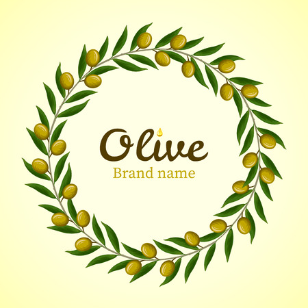 Green olive branches wreath. Vectorのイラスト素材