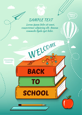 Back to school poster, education background. Vector illustrationのイラスト素材