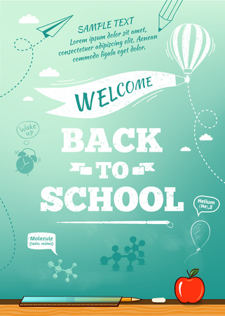 Back to school poster, education background. Vector illustrationのイラスト素材