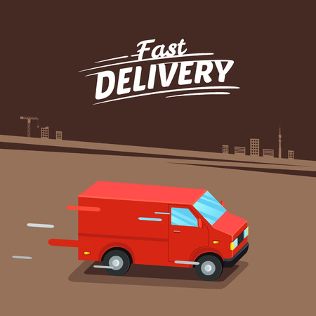 Delivery Concept. Fast delivery van. Fast delivery sign.のイラスト素材
