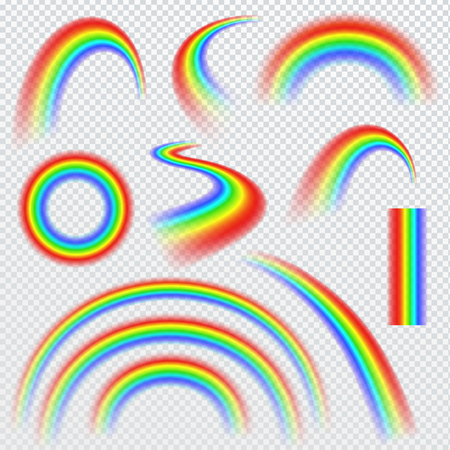 Realistic rainbows in different shapeのイラスト素材