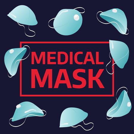 Medical mask advertising banner. Medical mask backgroundのイラスト素材