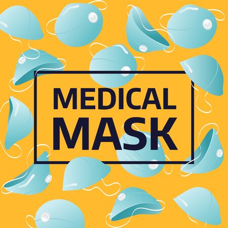Medical mask banner. Medical mask background. Medical mask from different anglesのイラスト素材