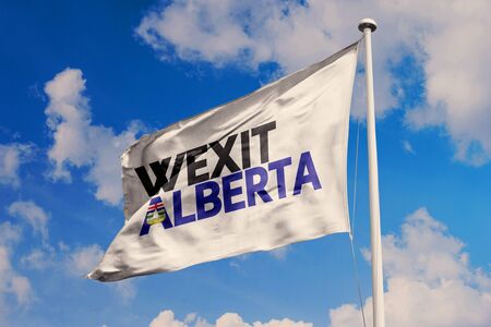 Wexit Alberta flag waving on the skyの写真素材