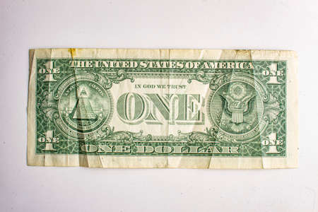 San Francisco, California, USA. June 22, 2020. An Old Back of the American One Dollar Billのeditorial素材
