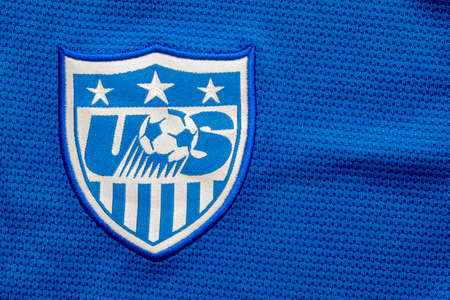 Calgary, Alberta, Canada. July 10, 2020. Club Atletico de Madrid vs Real Madrid close up to their jersey logoのeditorial素材