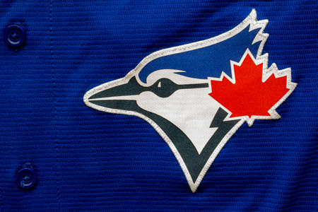 Calgary, Alberta, Canada. July 10, 2020. FC Porto Logo Football Soccer close up to their logo on a...