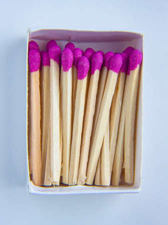 A Box of unlit matches on a white backgroundの写真素材