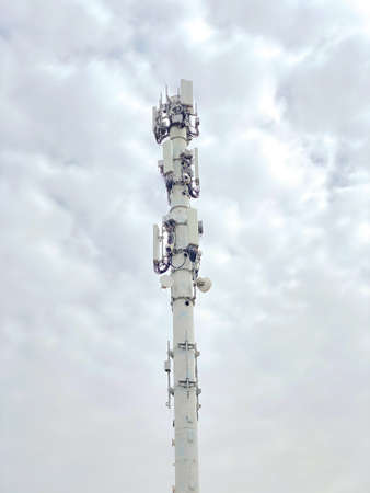 A 5G cell phone tower that is a telecommunication site capable of transmitting 5G New Radio signals...