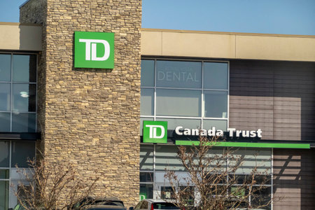 Calgary, Alberta, Canada. Apr 15, 2023. A TD bank location branch.のeditorial素材