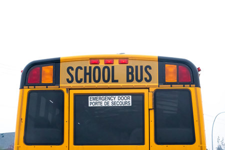 A close up to a the top of a School Bus.のeditorial素材