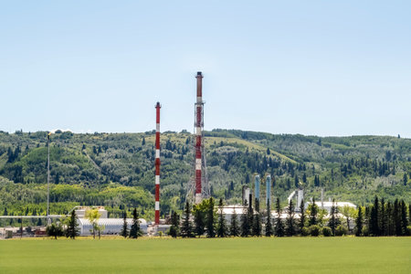 Cochrane, AB, Canada. Aug 13 ,2023. The Direct Energy Wildcat gas plant in Cochrane.のeditorial素材