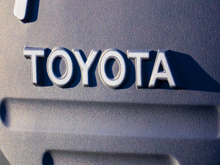 Calgary, Alberta, Canada. Oct 8, 2023. A Toyota sign a Japanese multinational automotive manufacturer.のeditorial素材