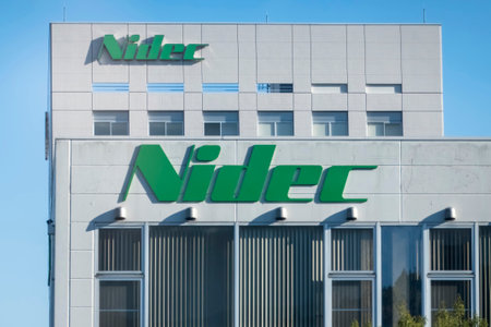 Tokyo, Japan. Nov 5, 2023. A Nidec Corporation logo. A Japanese manufacturer and distributor of electric motors.のeditorial素材