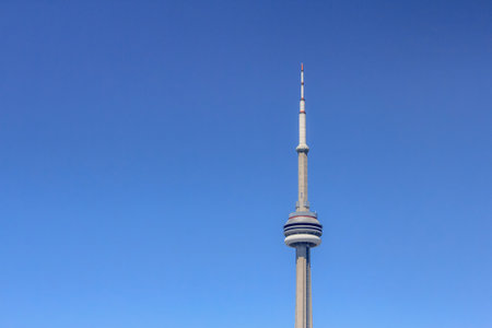 Toronto, Ontario, Canada. Aug 10, 2011. The CN Tower stands prominently amidst clear summer skies.