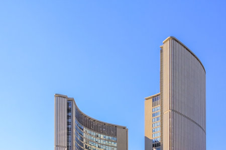 Toronto, Ontario, Canada. Jan 31, 2024. Exterior of Toronto City Hall or New City Hall the municipal government one of the city's most distinctive landmarks.のeditorial素材