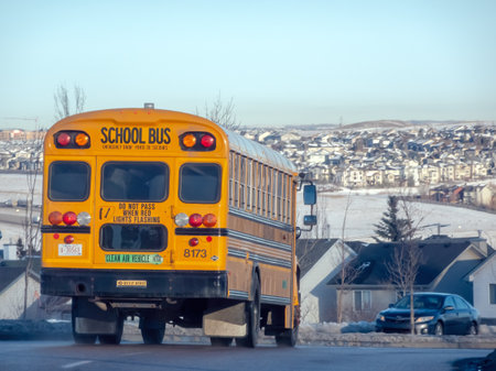 School bus in Calgary, Albeta, Canadaの写真素材