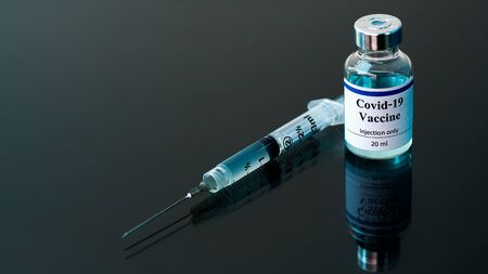Vaccine and syringe injection. It use for prevention,immunization,COVID-19,nCoV 2019 ). Medicine infectious concept.の写真素材