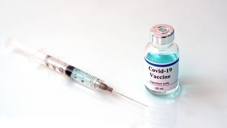 Vaccine and syringe injection. It use for prevention,immunization,COVID-19,nCoV 2019 ). Medicine infectious concept.の写真素材
