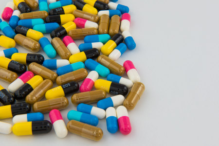 Colorful  Pills and capsules drug backgroundの写真素材