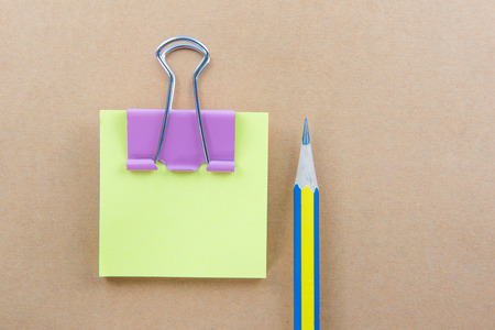 Color  Paper notes with sticky note on brown Backgroundの写真素材