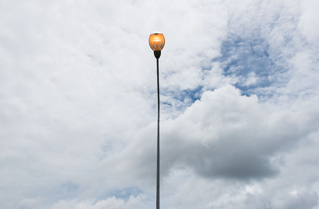 Street lights ,lamp on the road For safety with blue sky backgroundの写真素材