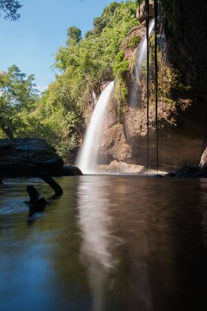 Beautiful waterfalls in the forest, quiet in Thailandの写真素材