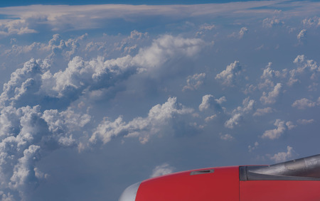 Beautiful blue sky and cloud view from an airplane window.の写真素材