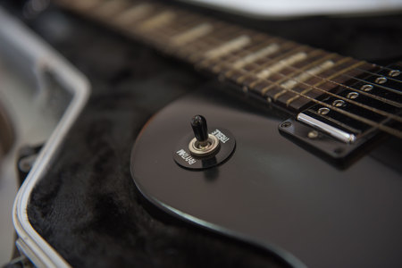 electric guitar Black, musical equipment for musicの写真素材
