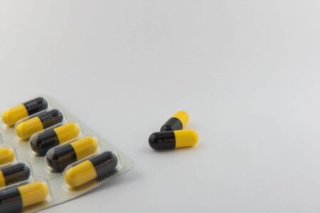 colorful  capsule Panel drug on white  backgroundの写真素材