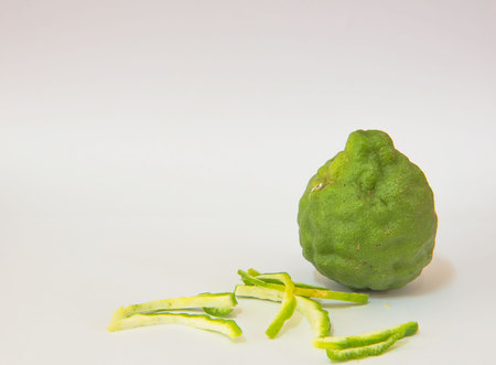 fresh Bergamot fruit, green Bergamot isolated on white background.