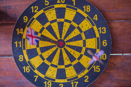 dart board with dart arrow. focus on target business concept .の写真素材