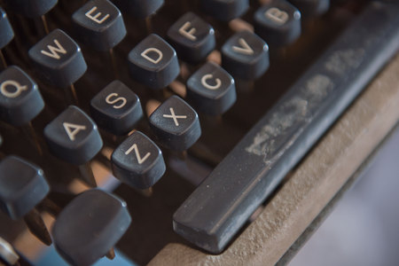 Closeup keyboard of Old type writer vintage style .