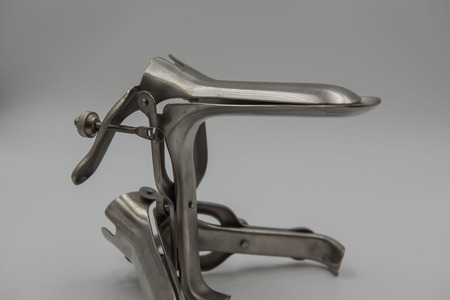 speculum on white background. Medical concept .の写真素材