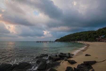 Beautiful sky and sea, perfect sky and water. Morning time and rainy season .の写真素材