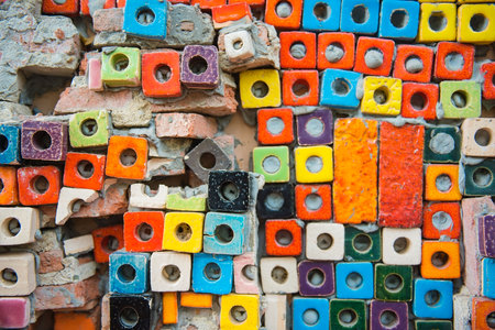 Colorful Brick wall for wallpaper.  surface, texture for background .