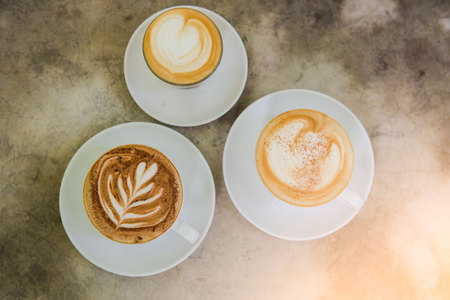 Closeup Hot coffee cup on the table .の写真素材