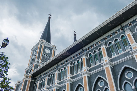 The gray Building at Christ Church in thailand  .の写真素材