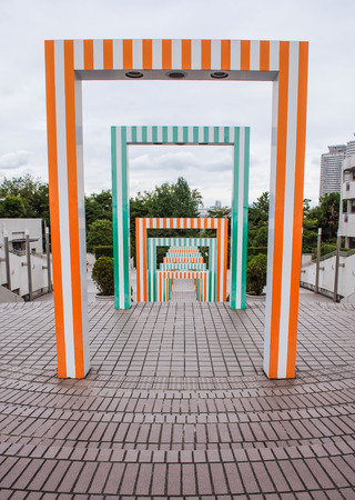 Colorful long Walkway the Tunnel  corridor .の写真素材