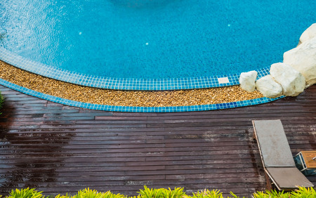 top view Beautiful blue swimming pool for background.の写真素材
