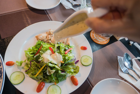 Fresh salad and mix vegetable in White plate .の写真素材
