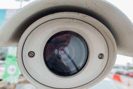 CCTV security camera in car park.の写真素材