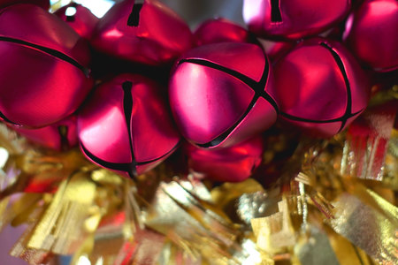 Christmas Jingle bells  ,Closeup  red ball .の写真素材