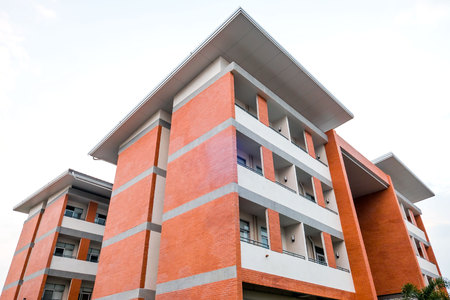 Modern pattern of High rise building and sky Background .