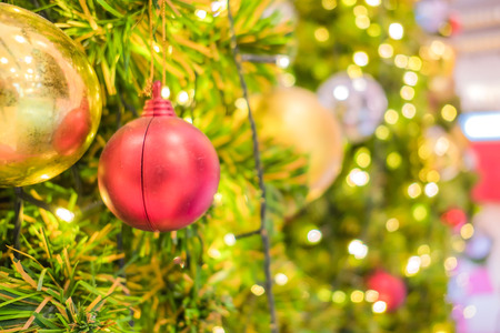 Christmas tree holiday decor, Closeup of a decorated Christmas tree  for background .の写真素材