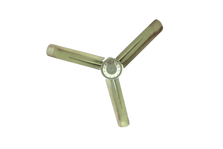 Vintage ceiling green fan on white background .の写真素材