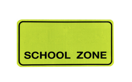 yellow Traffic Signsâ school zone â isolated at on white background of file with Clipping Path .の写真素材