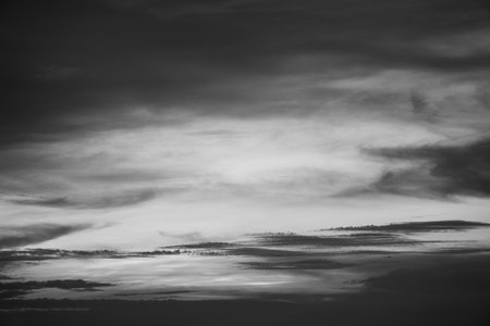 black and white sky with cloud for background , dramatic .の写真素材