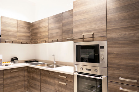 Gourmet new kitchen features . Modern kitchen interior .の写真素材