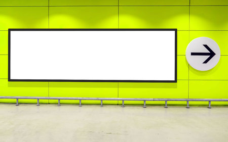indoor car parking and empty white billboard .Blank space for text and images.の写真素材